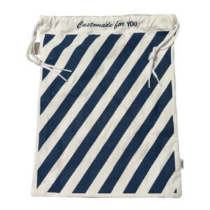Vans Navy and White Striped Drawstring Bag